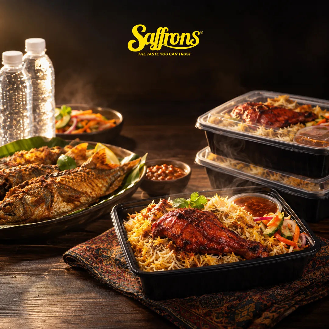 Family day catering Singapore: briyani bento boxes with tandoori chicken, fried fish and bottled water