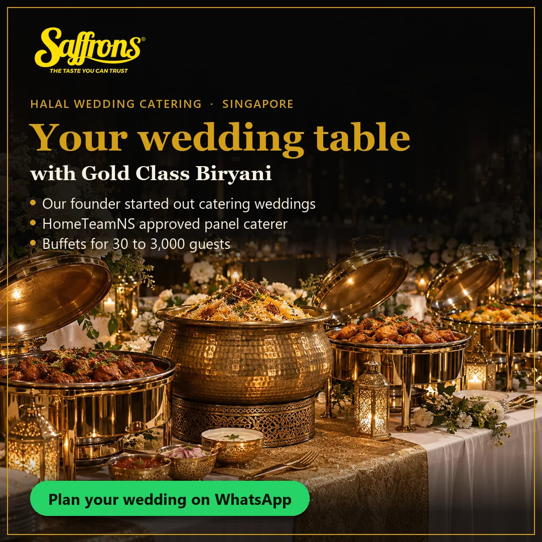 Halal wedding buffet with Saffrons Gold Class Biryani at a Singapore banquet hall